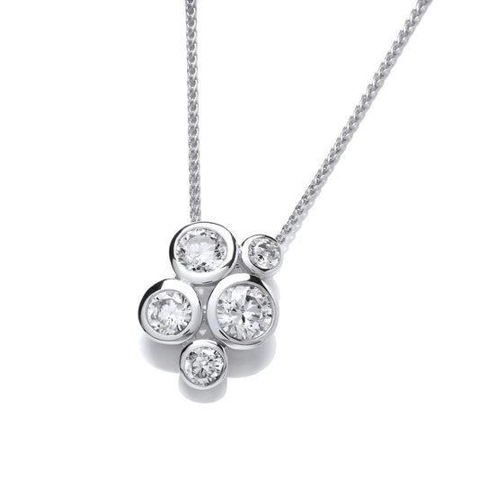 Silver & Cubic Zirconia Crystal Bubble cluster Pendant