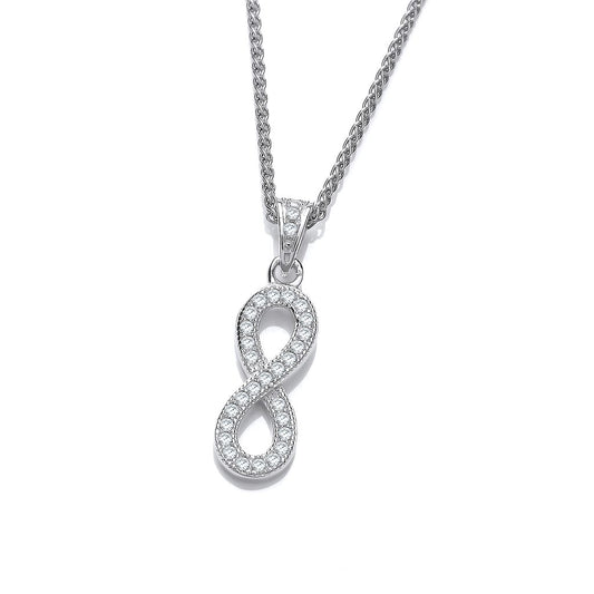 Silver and Cubic Zirconia Infinity Pendant and earrings set