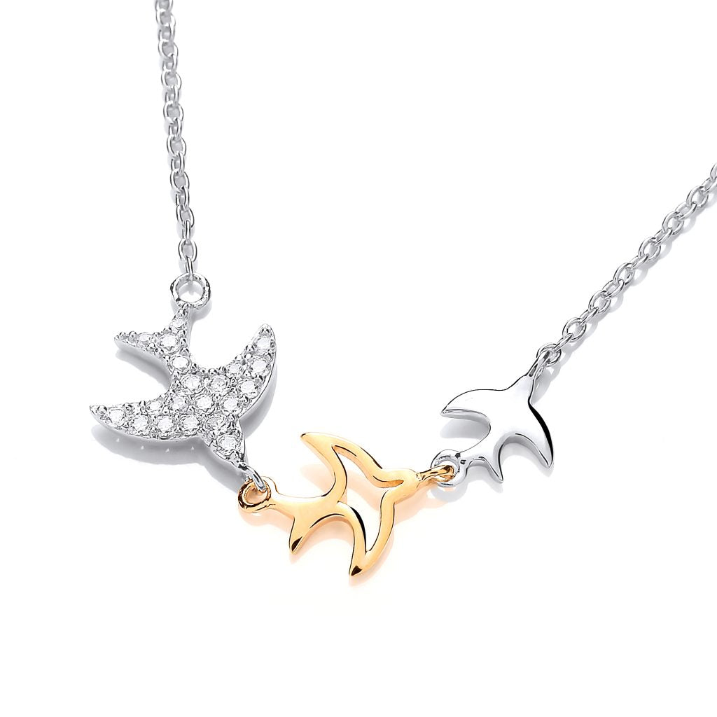 Silver Gold detail & Cubic Zirconia Swift Necklace