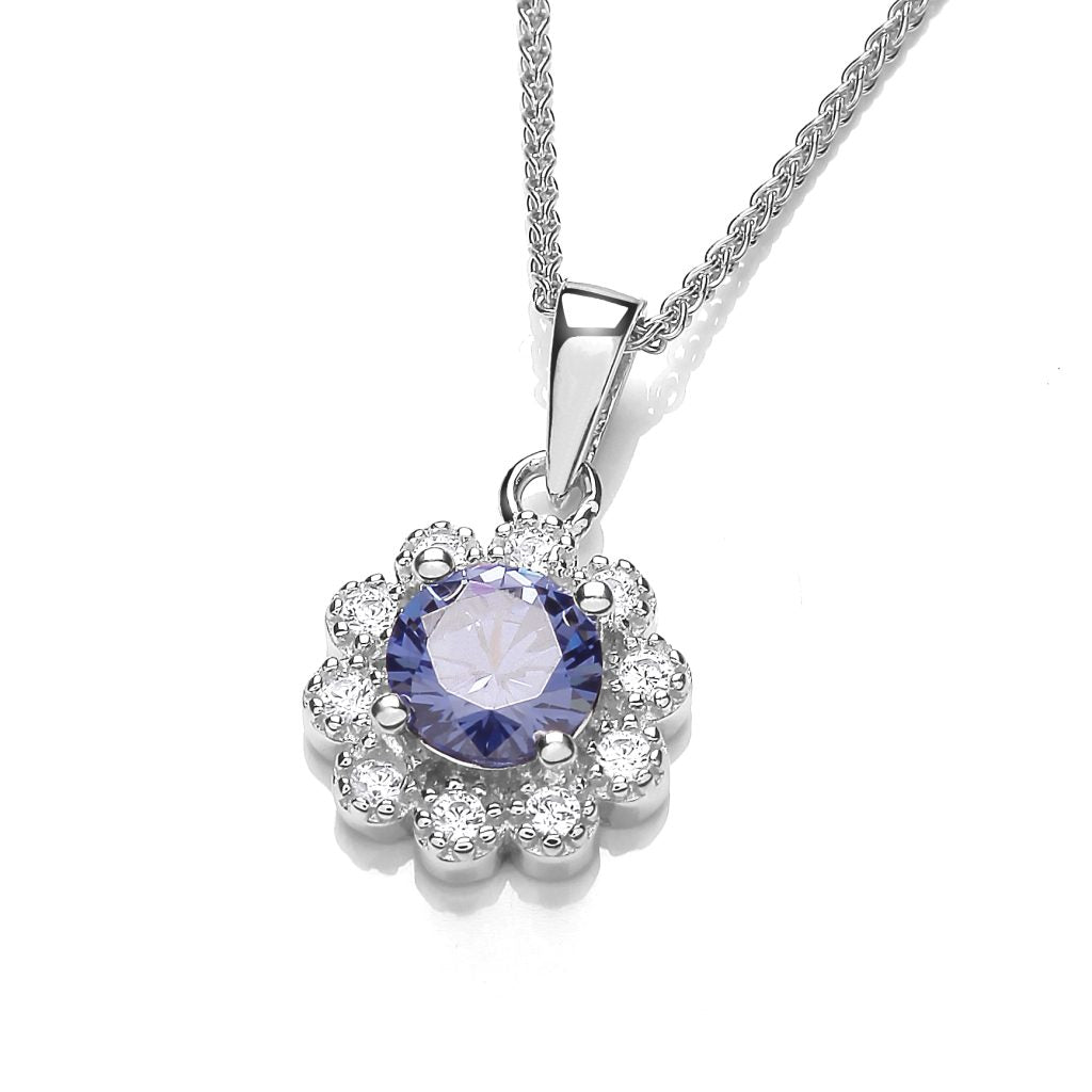 Silver & Cubic Zirconia flower Necklace