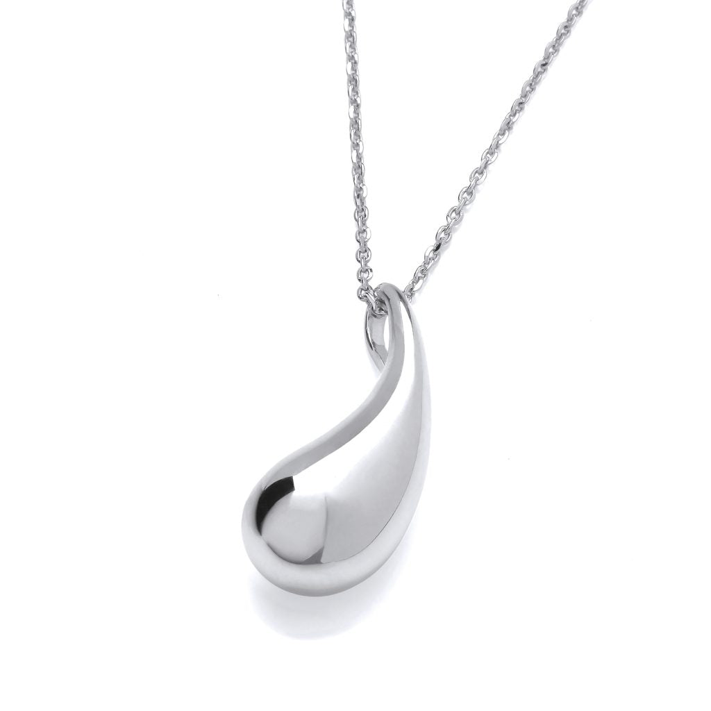 Silver Curvy Teardrop Pendant