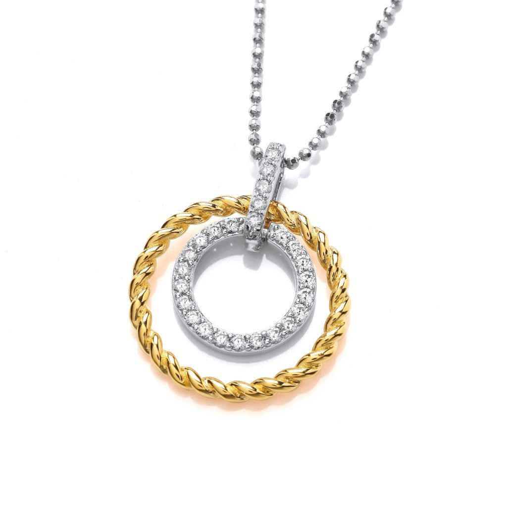 Silver Gold detail & Cubic Zirconia Twist pendant