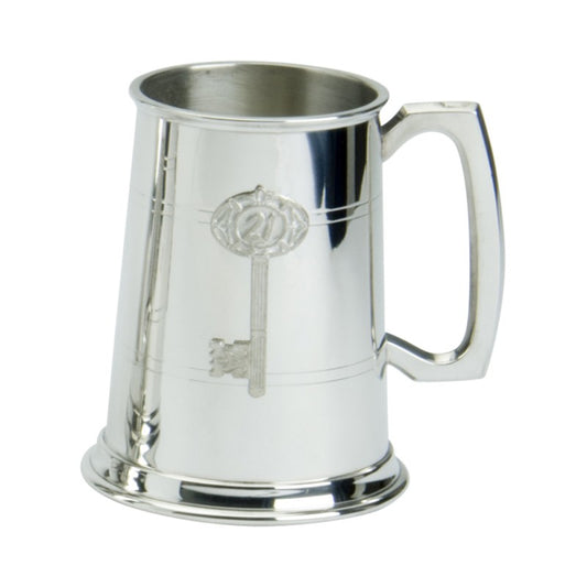 1PT PEWTER TANKARD 21 KEY DESIGN