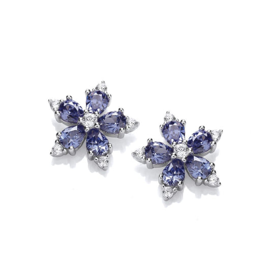 Silver & Cubic Zirconia flower Earrings