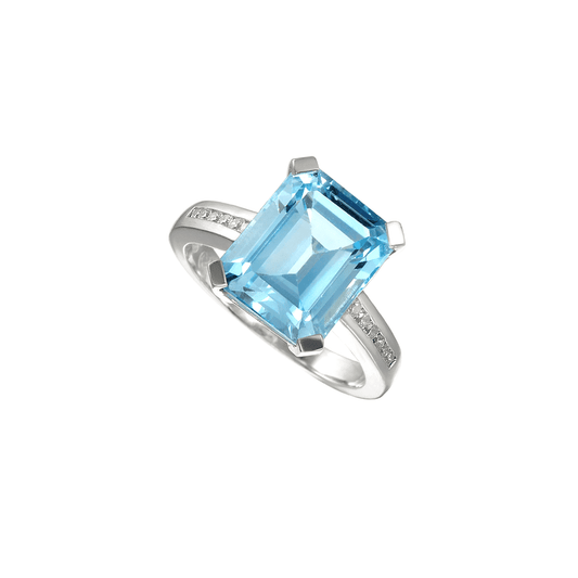 Silver, Blue Topaz and Cubic Zirconia ring