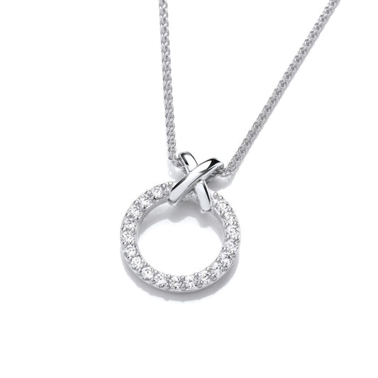Silver & Cubic Zirconia kiss kiss Necklace