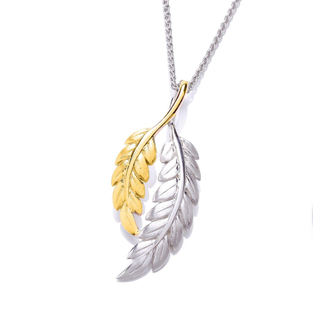 Silver & Gold detail feather pendant