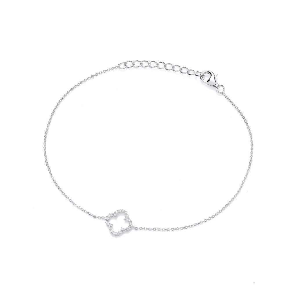 Silver & Cubic Zirconia Open Clover Bracelet