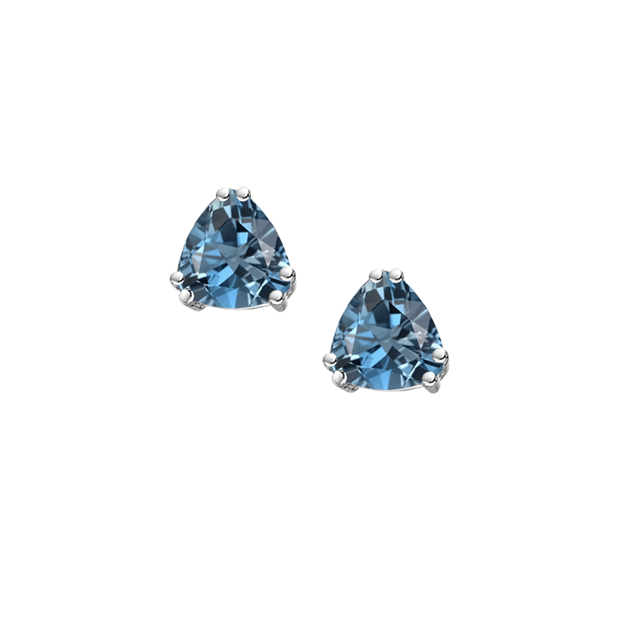 9ct White Gold and Blue Topaz triangular stud earrings