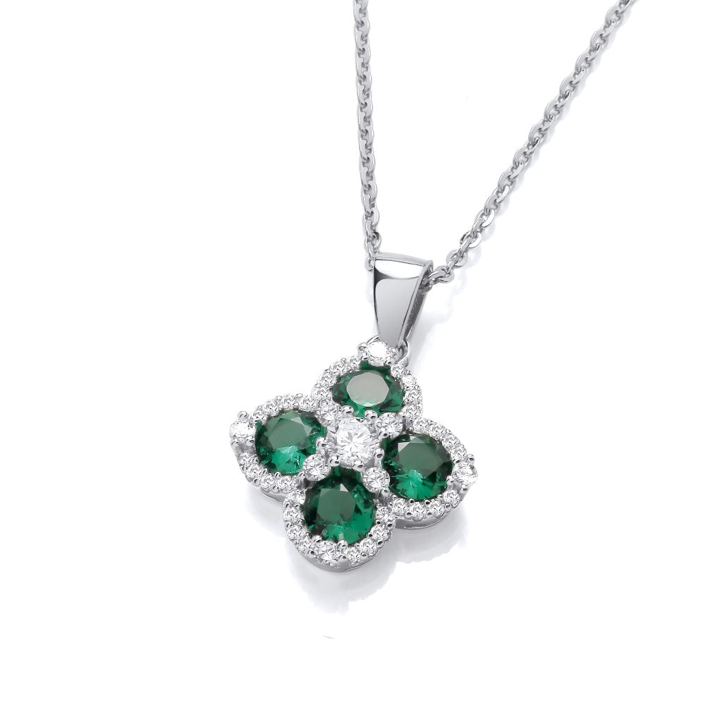 Silver & Cubic Zirconia Vintage Clover Pendant