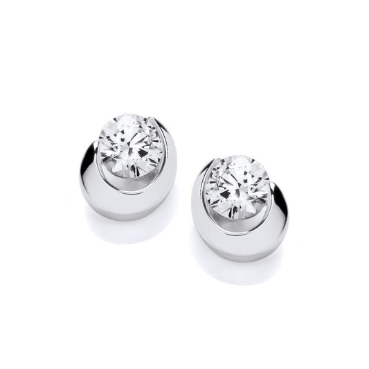 Silver & Cubic Zirconia Moon eclipse Earrings