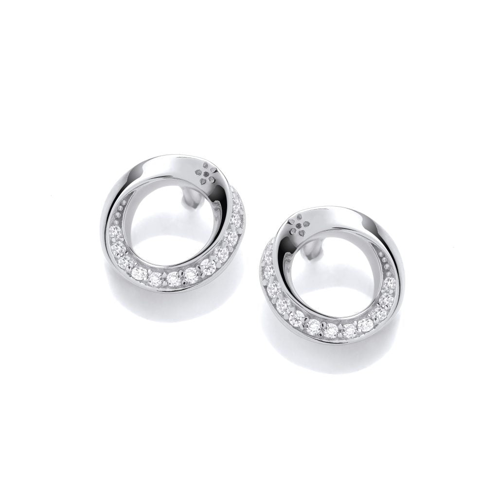 Silver & Cubic Zirconia celia circle Earrings