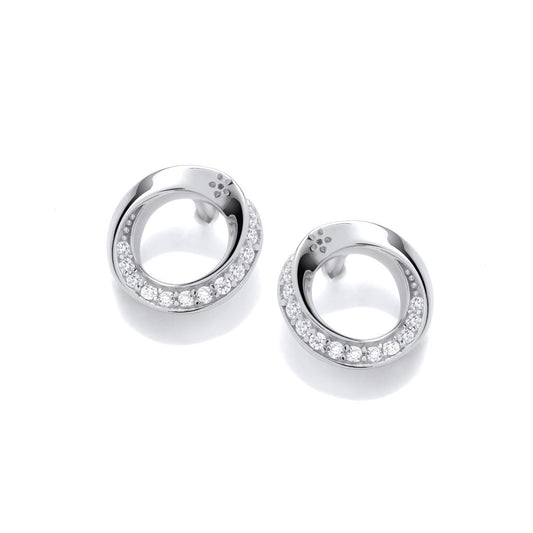 Silver & Cubic Zirconia celia circle Earrings