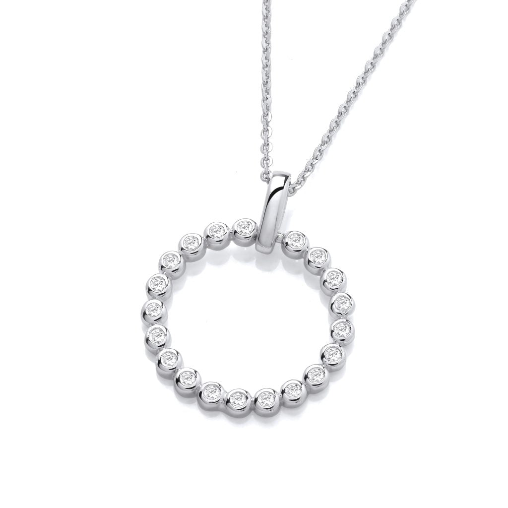 Silver & Cubic Zirconia Bubble Circle Pendant
