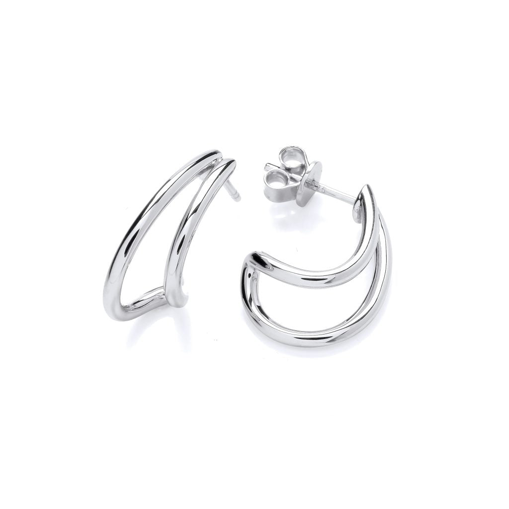 Silver Curled Hoop Earrings
