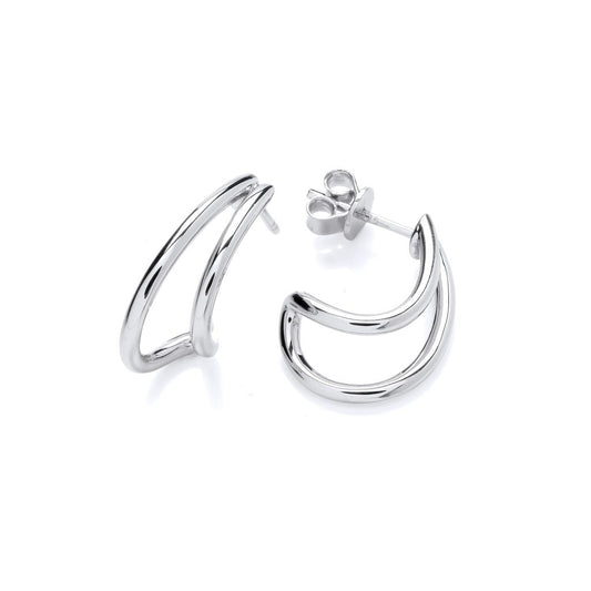 Silver Curled Hoop Earrings