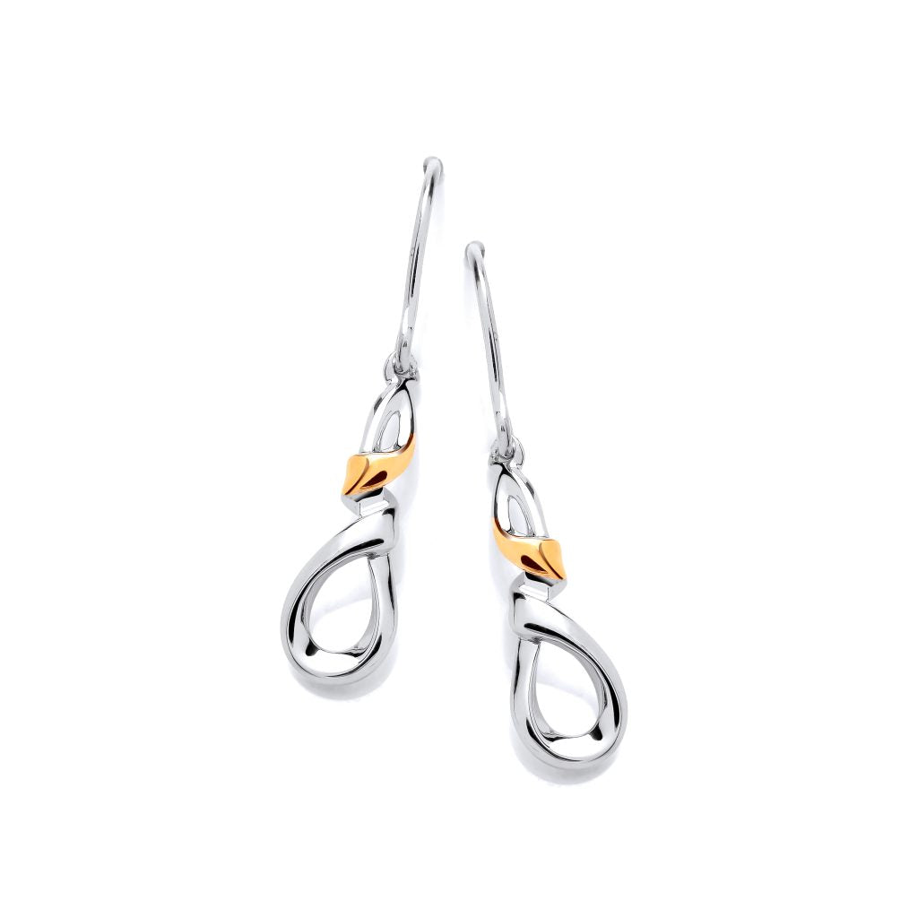 Silver & Gold Detail Loop Drop Earrings