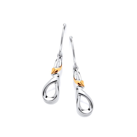 Silver & Gold Detail Loop Drop Earrings