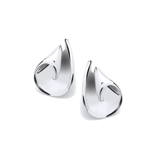 Silver Folded Curl Earrings