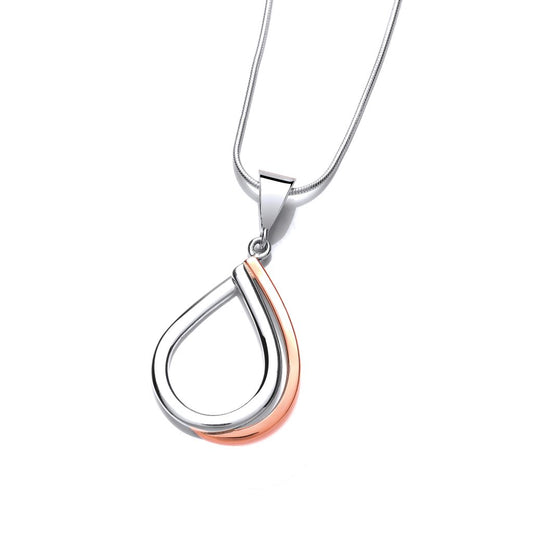 Silver and Copper Double Teardrop Pendant