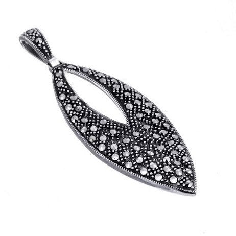Silver and Marcasite open cut marquise pendant