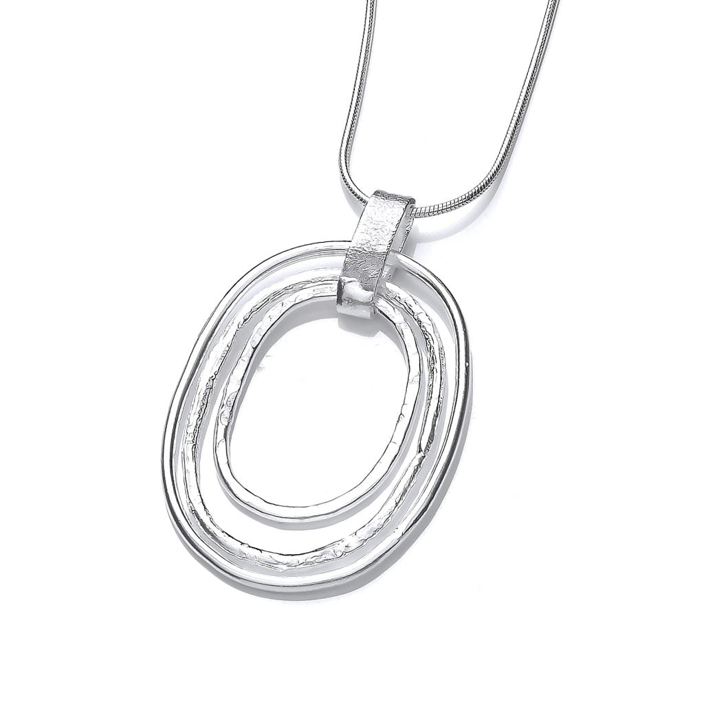 Silver Bold Triple Oval Pendant