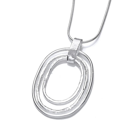 Silver Bold Triple Oval Pendant
