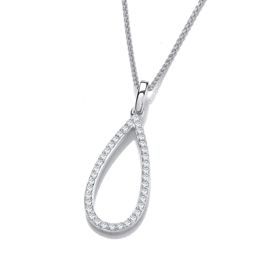 Silver & Cubic Zirconia Loop Drop Pendant