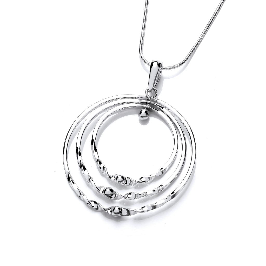 Silver Spinning Twist Hoops Pendant