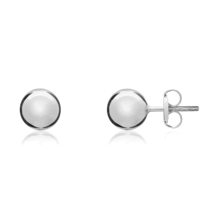 9CT White Gold ball stud earrings 6mm