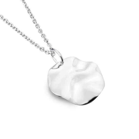 silver round water effect disc pendant