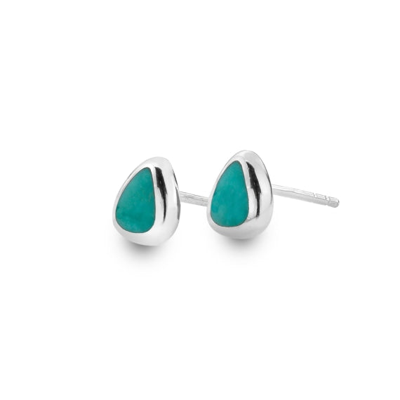 Silver and Turquoise teardrop stud earrings