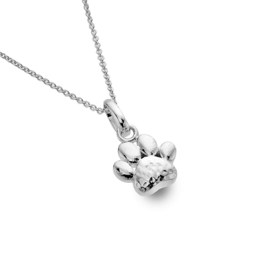 silver small dog paw pendant