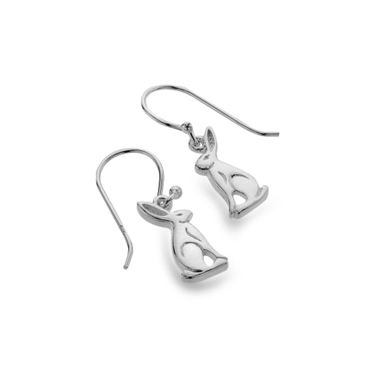Silver hare drop earrings