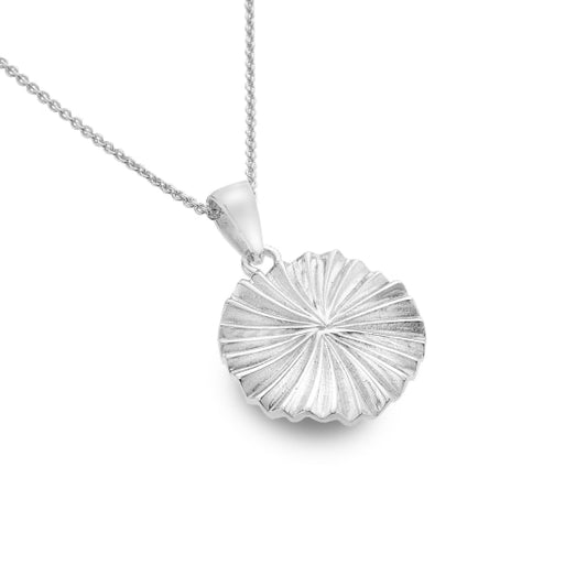 silver textured round pendant
