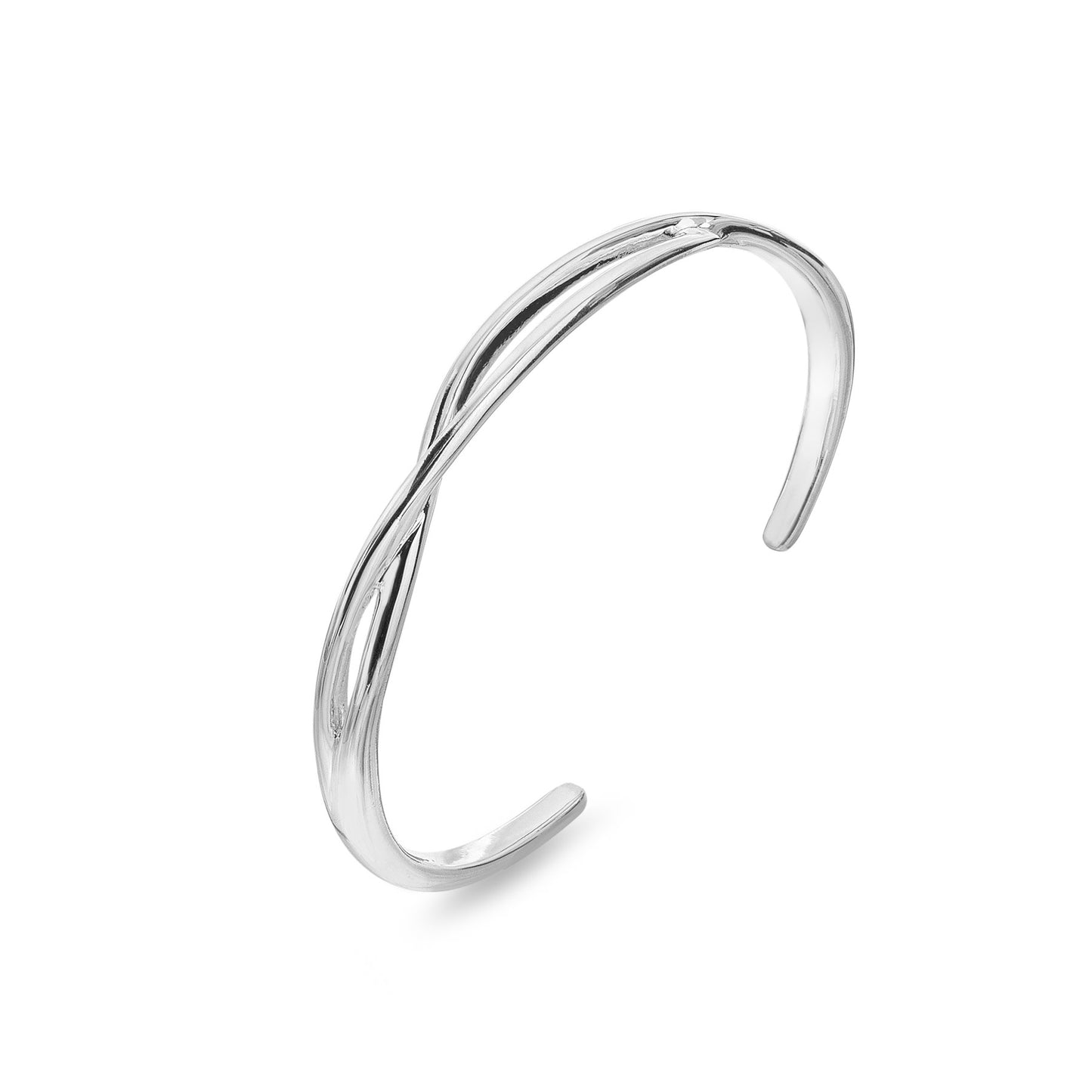 Silver infinity knot torque bangle