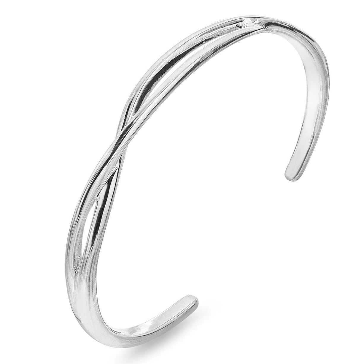 Silver infinity knot torque bangle
