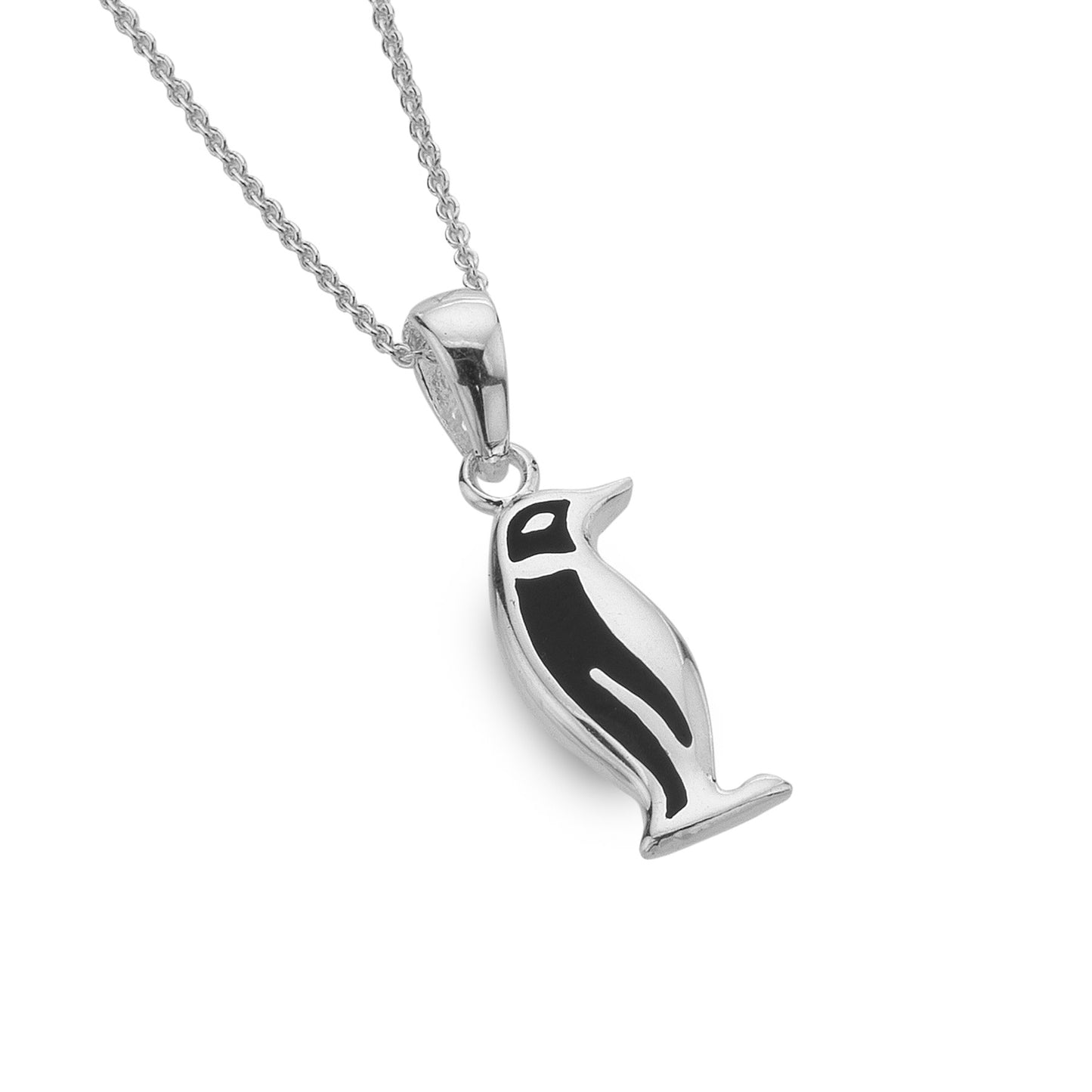 Silver and Black Enamel Penguin pendant