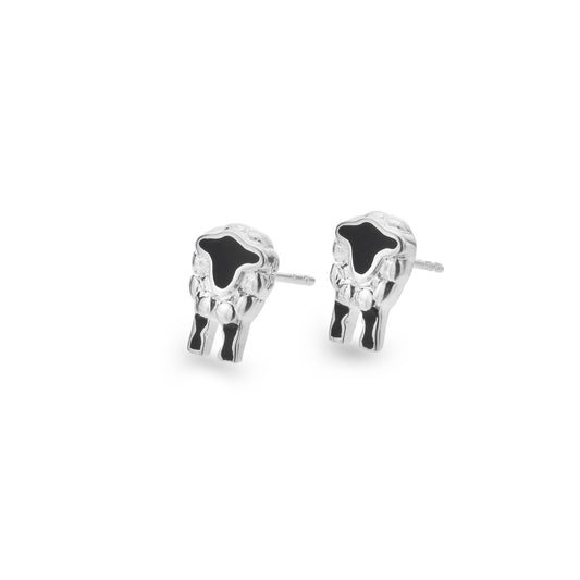 Silver and Black Enamel highland sheep stud earrings
