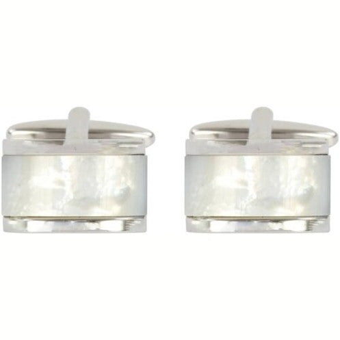 rhodium plate and Mother of pearl domed cufflinks