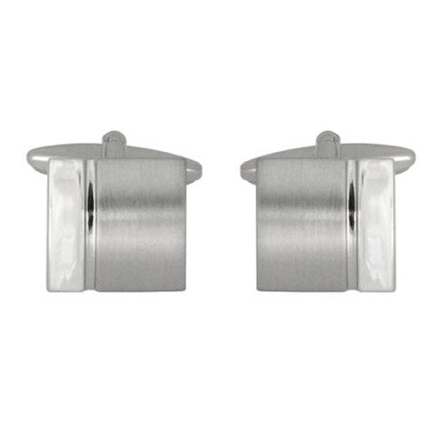 rhodium plate curved and striped cufflinks
