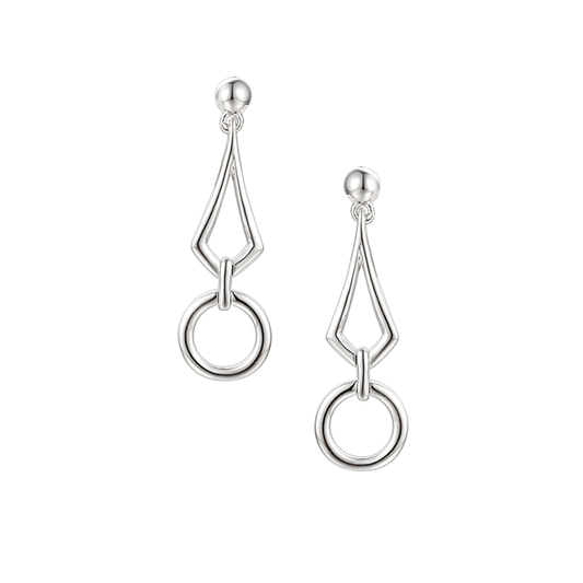 Silver teardrop and circular drop earrings