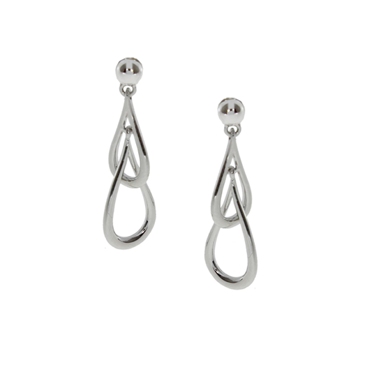 Silver double teardrop drop earrings