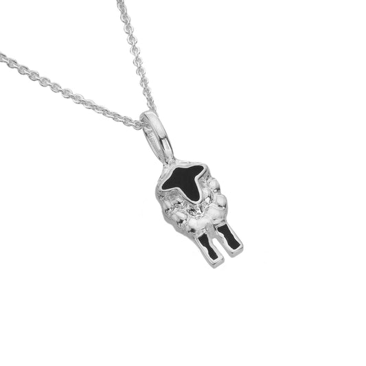 Silver and Black Enamel highland sheep pendant