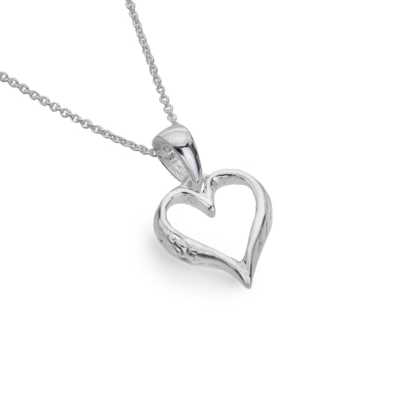 Silver textured heart necklace