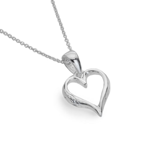 Silver textured heart necklace