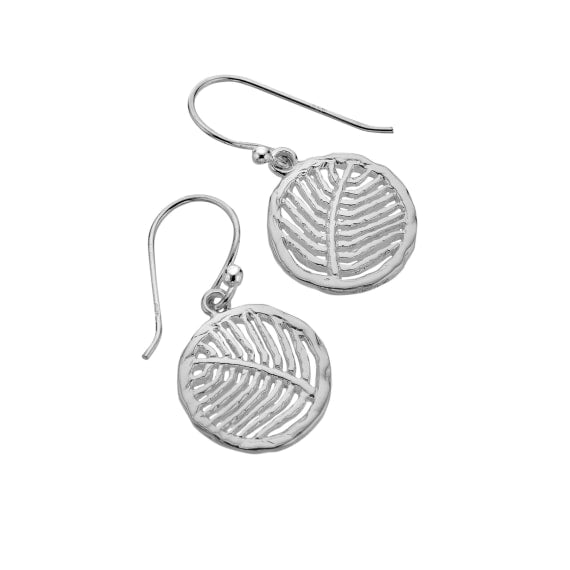 Silver palm leaves drop earrings