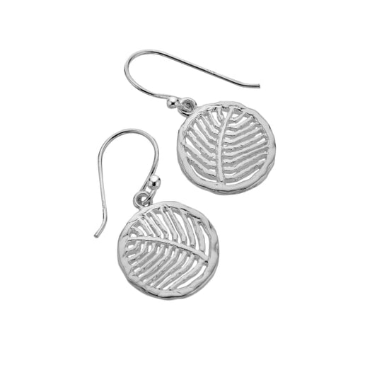 Silver palm leaves drop earrings
