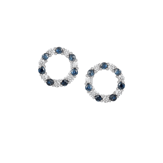 Silver, Sapphire and Cubic Zirconia circular stud earrings