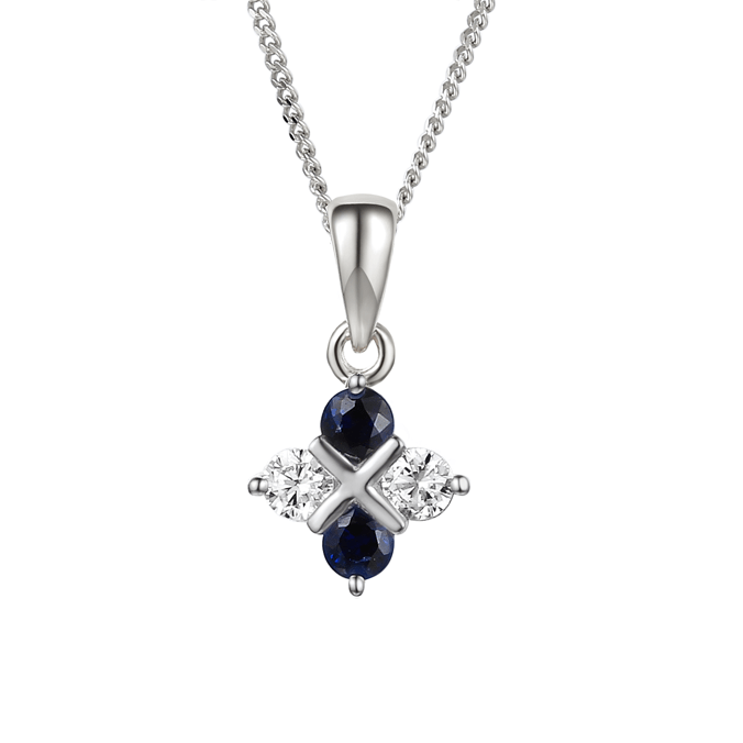 Silver, Sapphire and Cubic Zirconia pendant